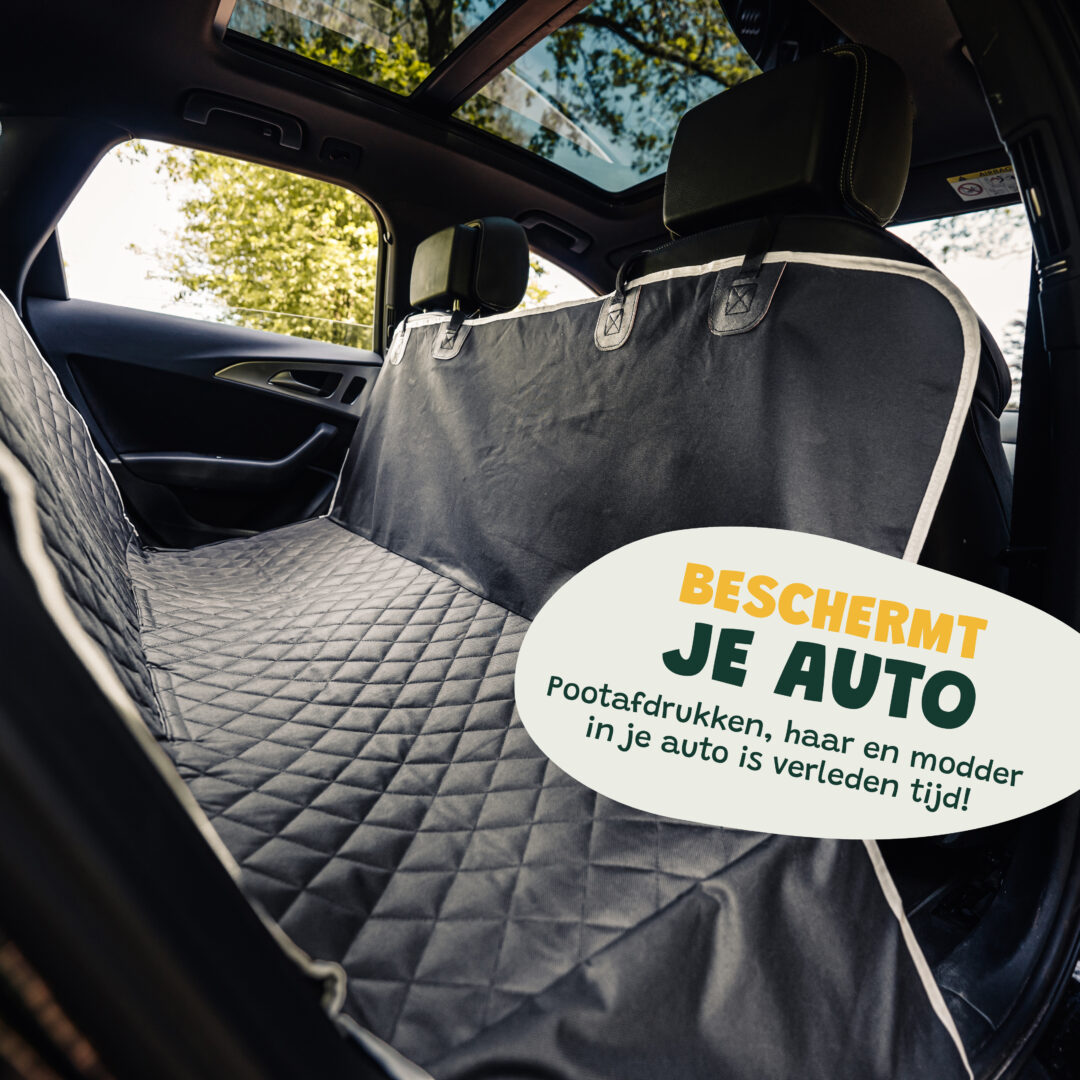 Hondendeken Auto Achterbank Zwart Wit Basic De Blaffende Kat 